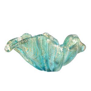 4 Inch Murano Glass Gold Leaf Bowl Ashtray - Archimede Seguso - Italy